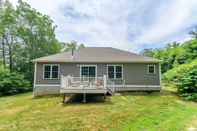 40 Airport Rd, Killingly, CT 06239 - back of property with a deck, a yard, and roof with shingles