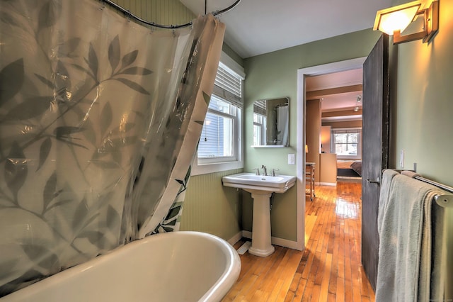 53 Canner St Apt 2, New Haven, CT 06511 - full bathroom with hardwood / wood-style floors and baseboards