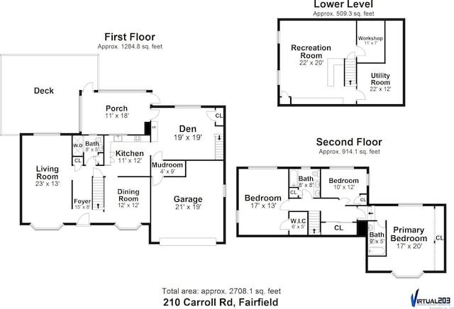 210 Carroll Rd, Fairfield, CT 06824 - view of floor plan / room layout