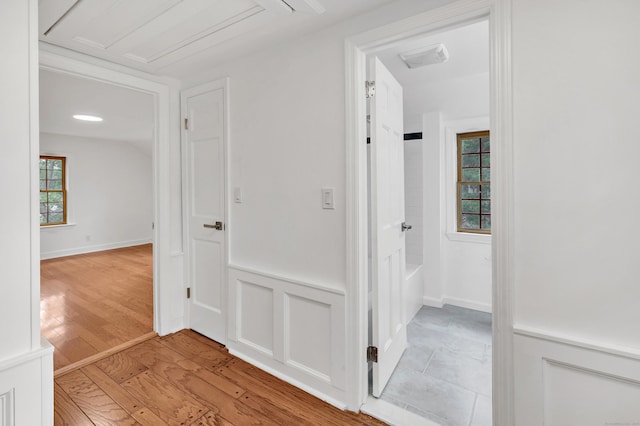 162 Sheppard St, Stratford, CT 06614 - hall featuring light wood-style floors and attic access