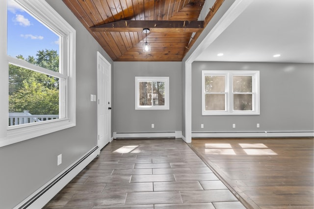 36 Greenfield St, Windsor, CT 06095 - foyer with a baseboard heating unit, a baseboard radiator, plenty of natural light, wood ceiling, and recessed lighting