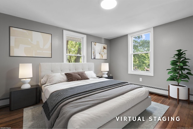 36 Greenfield St, Windsor, CT 06095 - bedroom with dark wood-style floors and a baseboard heating unit