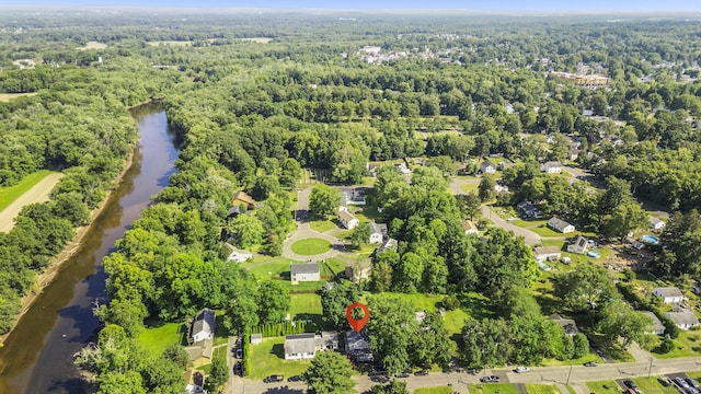 36 Greenfield St, Windsor, CT 06095 - aerial overview of property's location with a large body of water and a forest