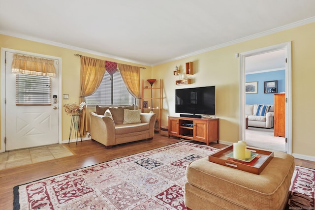718 Cove Rd Apt 3, Stamford, CT 06902 - living area featuring wood finished floors and crown molding
