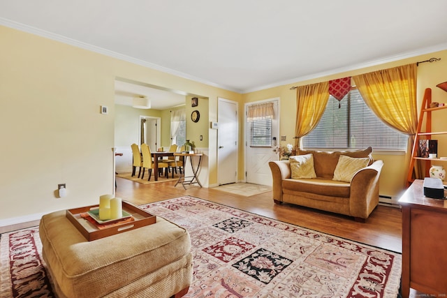 718 Cove Rd Apt 3, Stamford, CT 06902 - living area featuring ornamental molding and wood finished floors