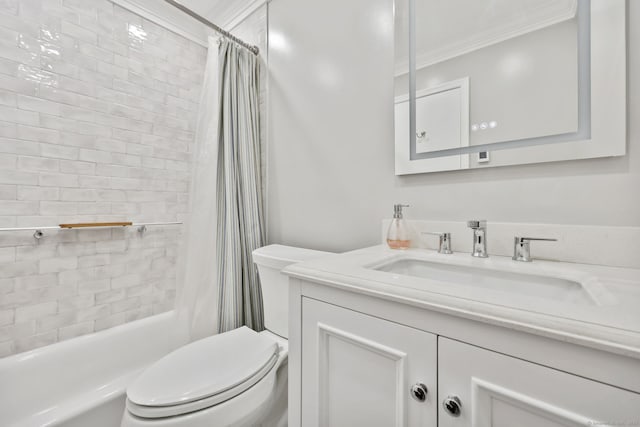 718 Cove Rd Apt 3, Stamford, CT 06902 - full bath featuring vanity, shower / bath combo, and crown molding