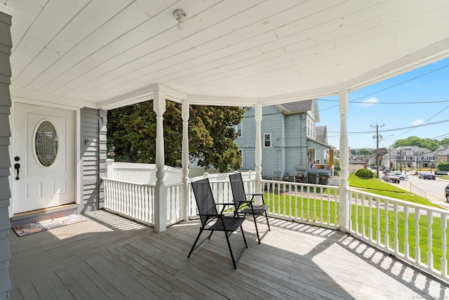 163 Willetts Ave, New London, CT 06320 - wooden terrace with a yard and a residential view