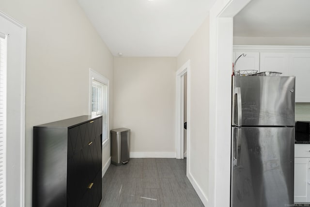163 Willetts Ave, New London, CT 06320 - kitchen featuring freestanding refrigerator and white cabinetry