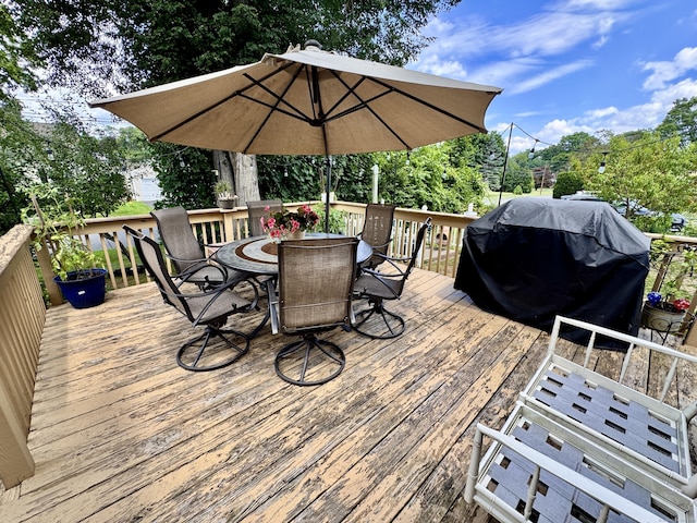 34 Federal St, West Hartford, CT 06110 - wooden terrace with area for grilling and outdoor dining space