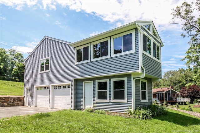 36 Jotham Rd, New Milford, CT 06776 - view of front of home with asphalt driveway, a garage, and a front lawn