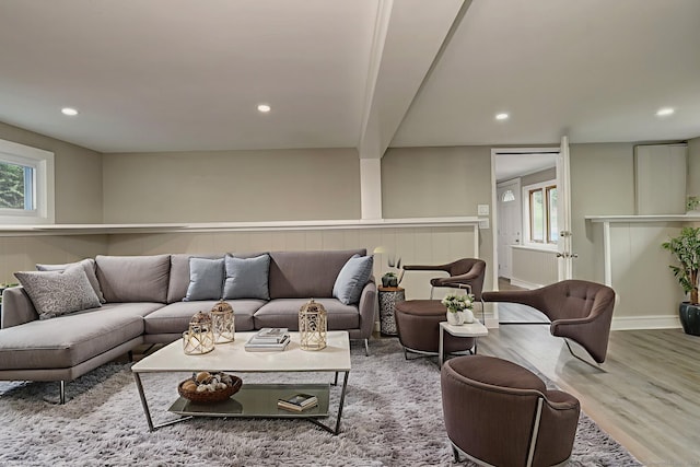 13 School St, Monroe, CT 06468 - living room with wood finished floors, recessed lighting, and healthy amount of natural light