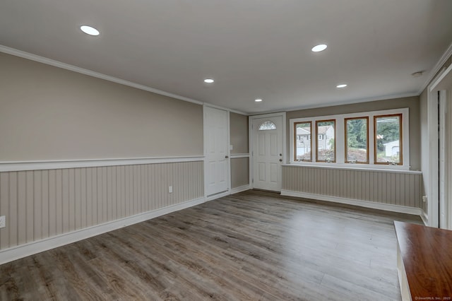13 School St, Monroe, CT 06468 - spare room with crown molding, recessed lighting, and wood finished floors