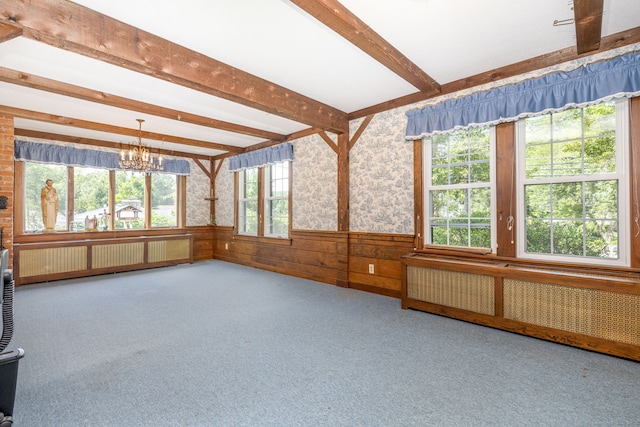 934 Jerome Ave, Bristol, CT 06010 - unfurnished sunroom with a chandelier, radiator, and beam ceiling