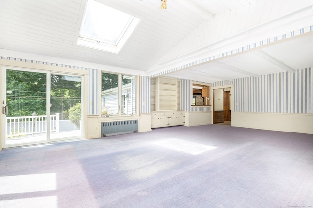 934 Jerome Ave, Bristol, CT 06010 - unfurnished sunroom featuring radiator heating unit, a skylight, and lofted ceiling