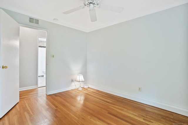 70 Bayne St, Norwalk, CT 06851 - unfurnished room with light wood-style flooring, ornamental molding, and a ceiling fan