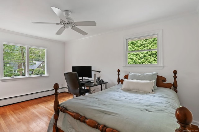 70 Bayne St, Norwalk, CT 06851 - bedroom featuring ornamental molding, wood finished floors, and a ceiling fan
