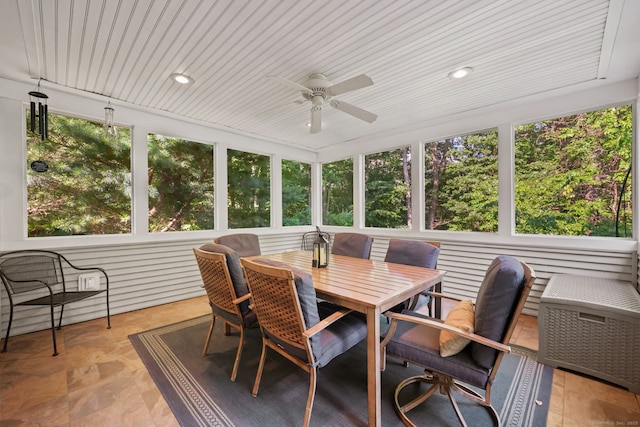 30 Poppy Ln, East Lyme, CT 06333 - sunroom / solarium featuring a ceiling fan