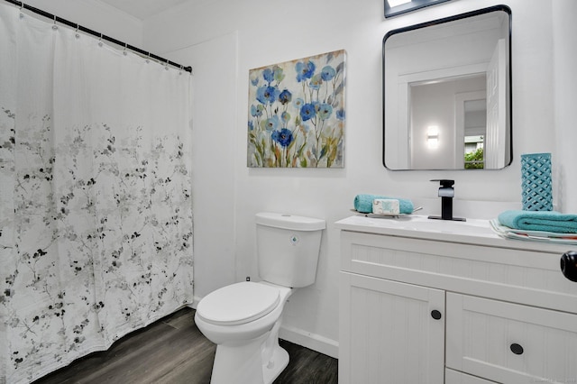 112 Lake Rd, Andover, CT 06232 - full bathroom featuring wood finished floors, vanity, and a shower with shower curtain