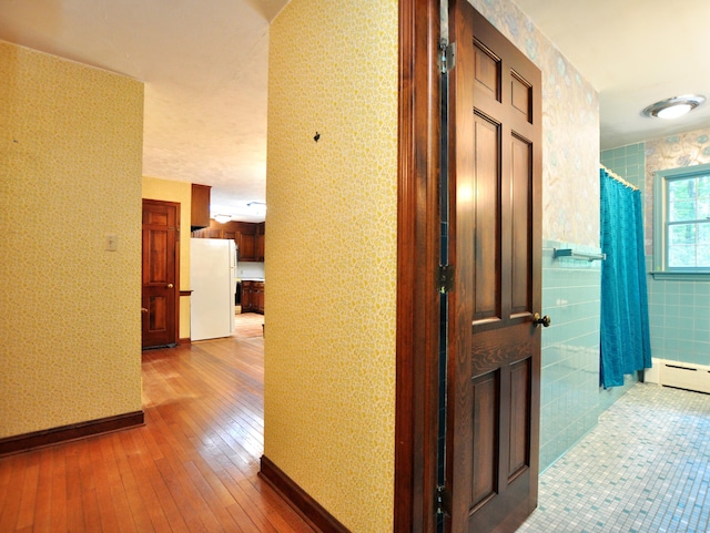 3 Carriage Dr, Canton, CT 06019 - hallway with wallpapered walls and hardwood / wood-style flooring