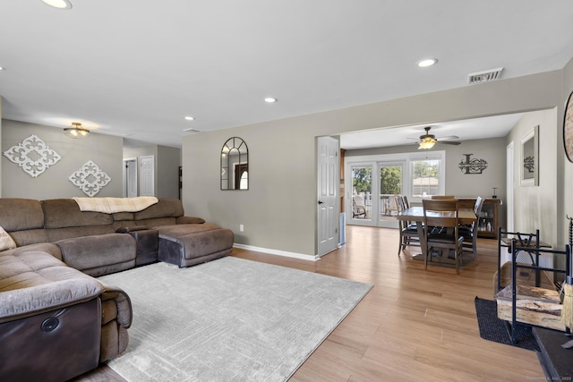 24 Pine Tree Rdg, Meriden, CT 06450 - living room with a ceiling fan, light wood-style floors, and recessed lighting