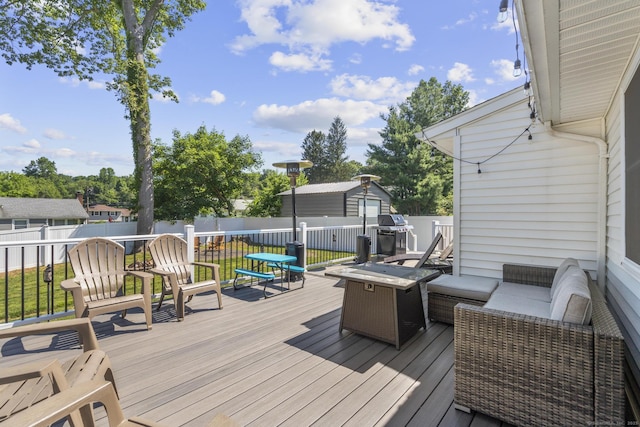 24 Pine Tree Rdg, Meriden, CT 06450 - wooden terrace featuring a fenced backyard, grilling area, and outdoor lounge area