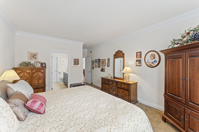 18 Briar Ridge Dr Unit 18, Bethel, CT 06801 - bedroom with ornamental molding, light carpet, and ensuite bathroom