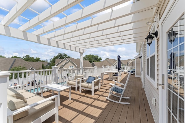 18 Briar Ridge Dr Unit 18, Bethel, CT 06801 - deck featuring a pergola, a residential view, and outdoor dining space