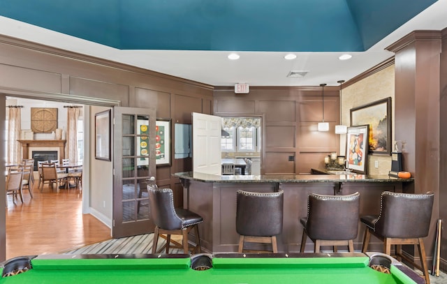 18 Briar Ridge Dr Unit 18, Bethel, CT 06801 - recreation room with a decorative wall, pool table, recessed lighting, and wood finished floors