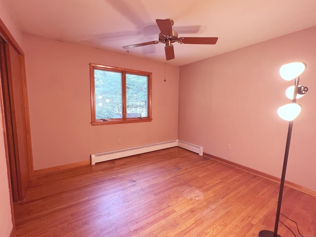 11 Mount Nebo Rd, Newtown, CT 06470 - unfurnished room with baseboard heating, light wood-type flooring, and ceiling fan