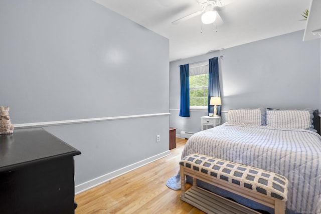 19 Buttercup Ln, Shelton, CT 06484 - bedroom with wood finished floors, a baseboard heating unit, and ceiling fan