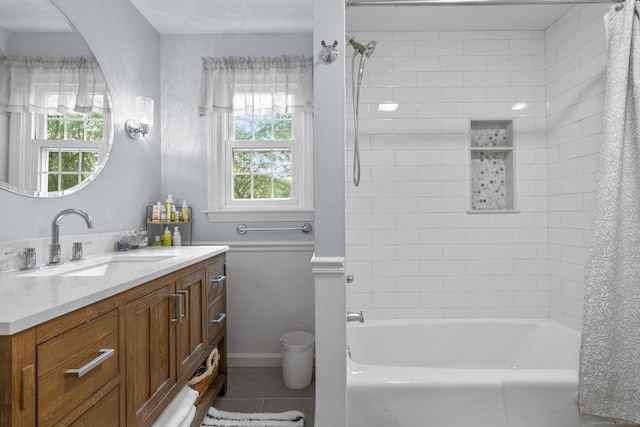 19 Buttercup Ln, Shelton, CT 06484 - full bath featuring vanity, shower / bath combo with shower curtain, and tile patterned flooring