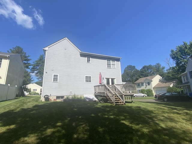 230 White Oak Way, Torrington, CT 06790 - back of house with a wooden deck and a yard