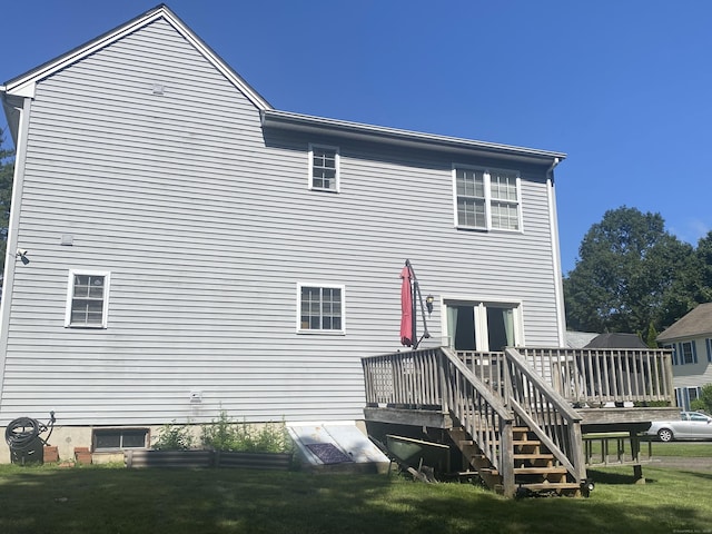 230 White Oak Way, Torrington, CT 06790 - rear view of house with a deck and a yard