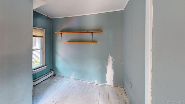 36 Merwin Ave, Milford, CT 06460 - unfurnished room featuring a baseboard radiator, hardwood / wood-style floors, and ornamental molding