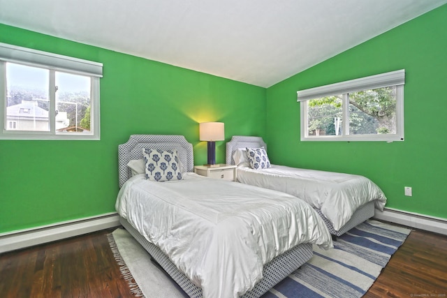 23 Briarwood Dr, Old Saybrook, CT 06475 - bedroom featuring lofted ceiling, a baseboard radiator, wood finished floors, and a baseboard heating unit