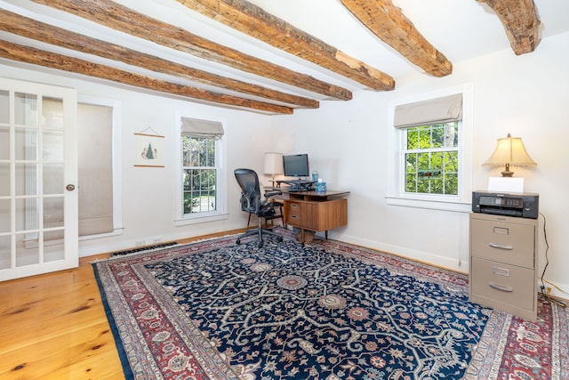 889 S Main St, Southington, CT 06479 - home office featuring beam ceiling and wood finished floors
