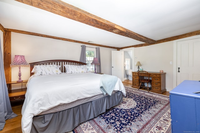 889 S Main St, Southington, CT 06479 - bedroom featuring beamed ceiling and wood finished floors