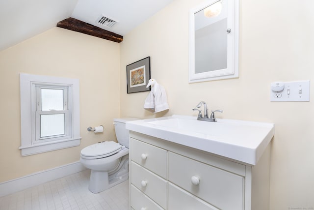889 S Main St, Southington, CT 06479 - bathroom featuring vanity, vaulted ceiling, and tile patterned floors