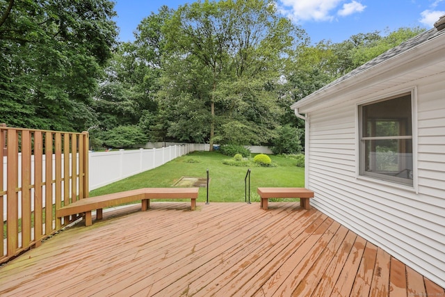22 Brundage St, Stamford, CT 06907 - wooden terrace with a fenced backyard and view of wooded area