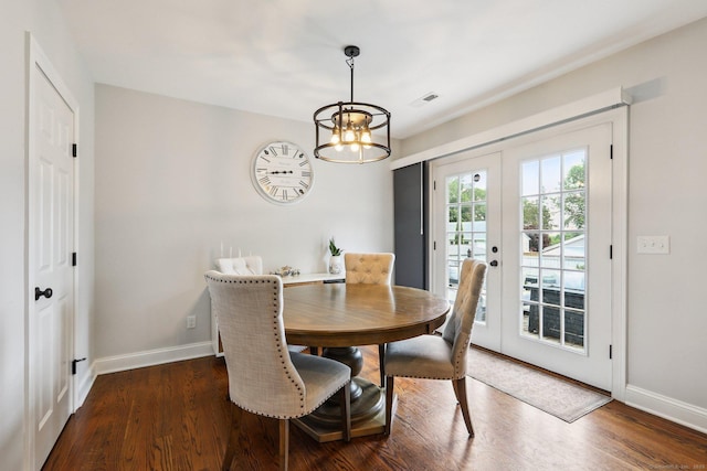 15 Wondy Way, Danbury, CT 06811 - dining room featuring french doors, a chandelier, and dark wood-type flooring