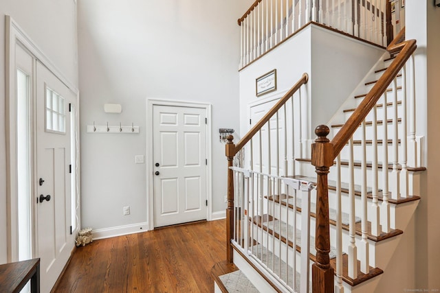 15 Wondy Way, Danbury, CT 06811 - entryway featuring wood finished floors, a towering ceiling, and stairs