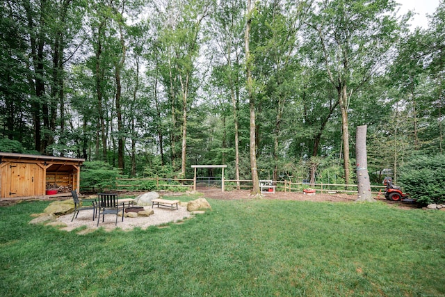81 Burwell Rd, New Hartford, CT 06057 - view of yard with a fire pit and an outbuilding