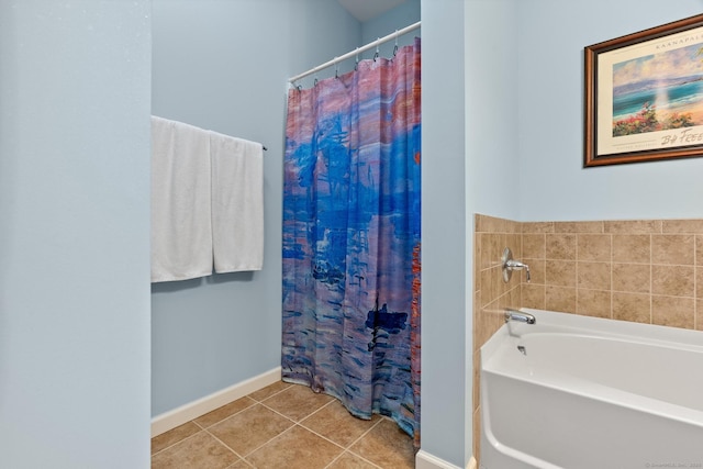 25 Quarry Ln Unit 25, Berlin, CT 06037 - full bathroom with a garden tub, tile patterned floors, and a shower with curtain
