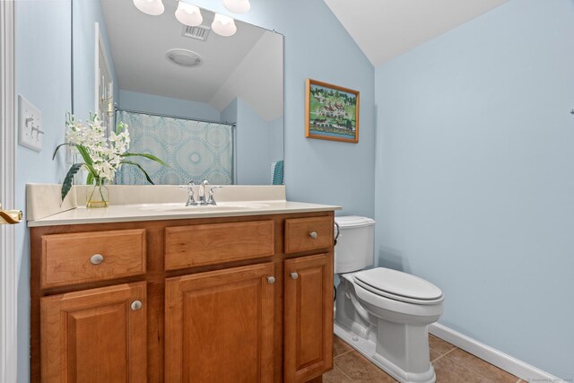 25 Quarry Ln Unit 25, Berlin, CT 06037 - bathroom featuring vanity, lofted ceiling, and tile patterned floors