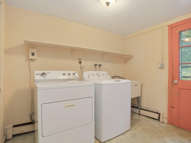 11 Dundee Rd, Stamford, CT 06903 - washroom with baseboard heating, washing machine and dryer, and light floors