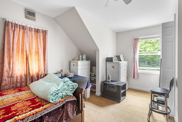 21 Harbor View Ave, Waterford, CT 06385 - bedroom with light colored carpet, ceiling fan, and lofted ceiling