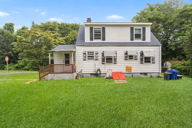 21 Harbor View Ave, Waterford, CT 06385 - view of front of home with a front yard, a chimney, and a shingled roof
