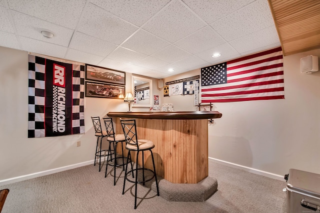 9 Anton Ln, Berlin, CT 06037 - indoor dry bar featuring carpet floors, a paneled ceiling, and recessed lighting