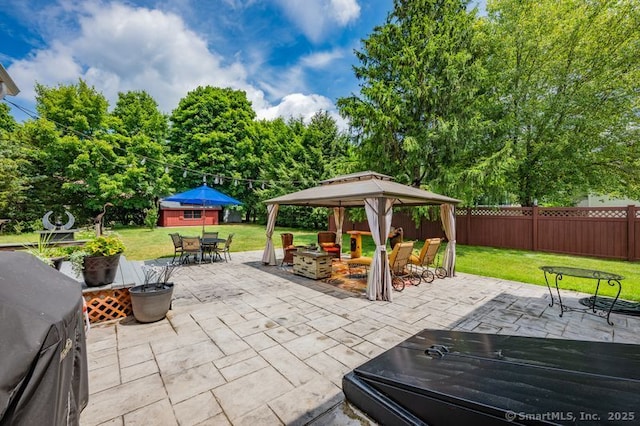 9 Anton Ln, Berlin, CT 06037 - view of patio / terrace with outdoor dining space, a gazebo, and area for grilling