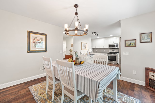 306 Hadley Dr Unit 306, Trumbull, CT 06611 - dining room featuring a chandelier, recessed lighting, and dark wood finished floors